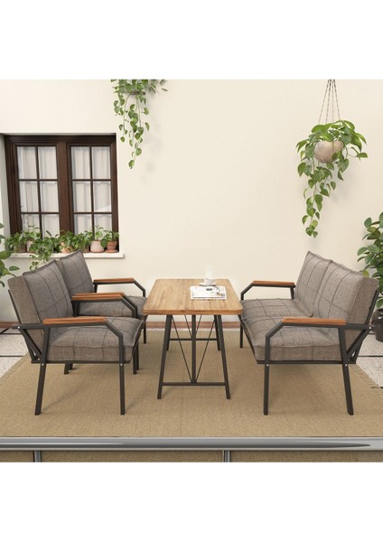 Hayal Serisi Balkon, Bahçe, Cafe - Metal Kanepe Koltuk Takımı - 2+1+1 70 x 110 cm Masalı - Cappucino fiyatları