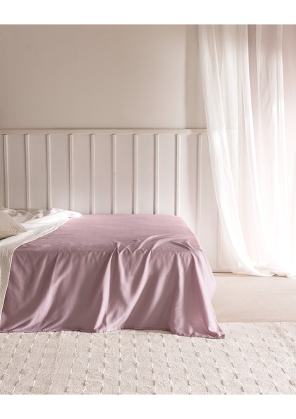 Ciel Çift Kişilik %100 Pamuk Lastiksiz Saten Çarşaf - Açık Mürdüm