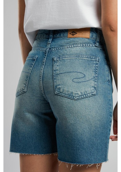 Bund 1 Kadın Jean Şort Denim