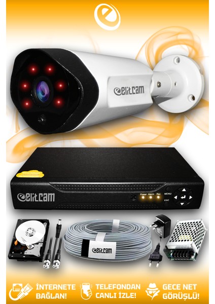 1 Kameralı Uzay 1 Dış Kamera Set 1 Tb HDD Full Hd Gece Görüşlü Güvenlik Kamerası Sistemi