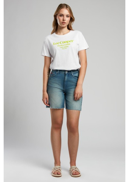 Bund 1 Kadın Jean Şort Denim