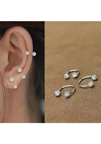 3'lü 316L Kararmaz Cerrahi Çelik Kristal Taşlı Kıkırdak Dudak Burun Septum Tragus Piercing Minik Boy fırsatları