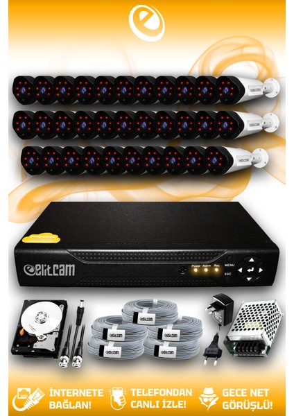 32 Kameralı Uzay 32 Dış Kamera Set 2 Tb HDD Full Hd Gece Görüşlü Güvenlik Kamerası Sistemi