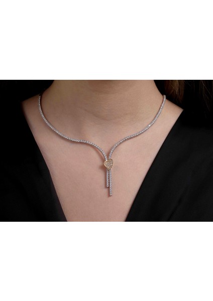 14 Ayar Beyaz Altın Kalp Detaylı Set fiyatları