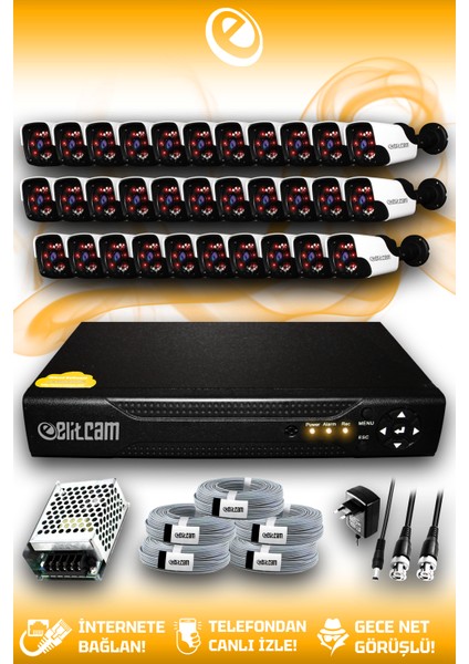 32 Kameralı Panda 32 Dış Kamera Set Hdd'siz Full Hd Gece Görüşlü Güvenlik Kamerası Sistemi