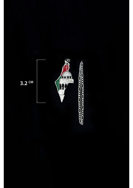 Renkli Küdüs Ile Filistin Haritası Küçük Hacmi Gümüş 925 Ayar Zincirli Kolye J300005 fiyatları