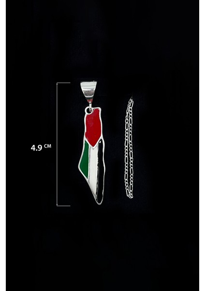 Renkli Filistin Haritası Büyük Hacmi Gümüş 925 Ayar Zincirli Kolye J300002 fiyatları