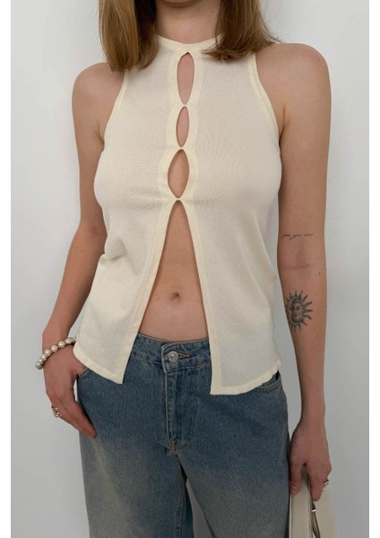 Halter Yaka Göğüs Detay Bluz modelleri