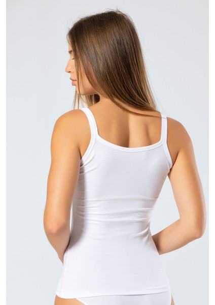 914 Kadın Likralı Pamuklu Askılı Atlet-Beyaz modelleri