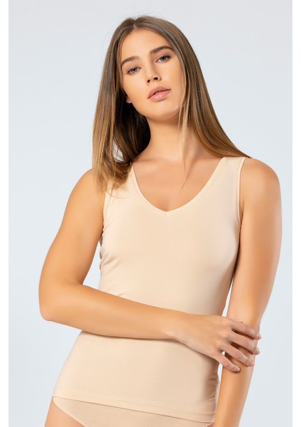 913 Kadın Likralı Pamuklu V Yaka Atlet-Ten fiyatları