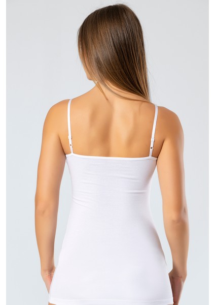 915 Kadın Likralı Pamuklu Uzun Askılı Atlet-Beyaz modelleri