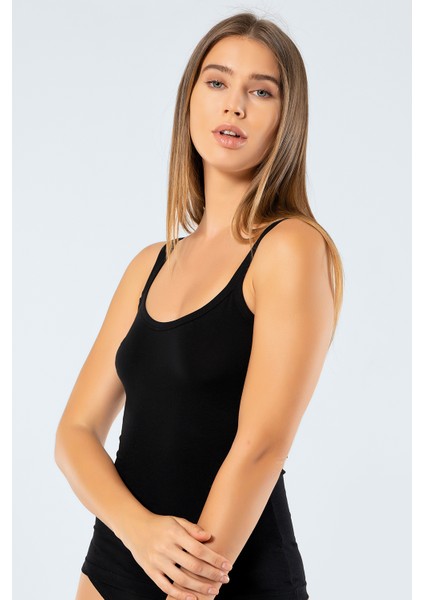 914 Kadın Likralı Pamuklu Askılı Atlet-Siyah modelleri