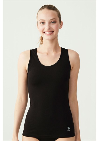 66005 Kadın Kalın Askılı Siyah Atlet