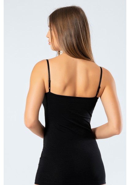 915 Kadın Likralı Pamuklu Uzun Askılı Atlet-Siyah modelleri