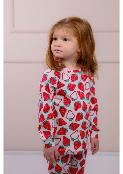 Desenli Kız Çocuk Pijama Takımı