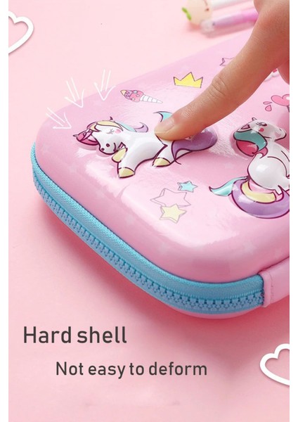 Eva 3 Boyutlu Kabartma Baskılı 180 Derece Açılan Kalem Çantası Pembe 001 indirimleri