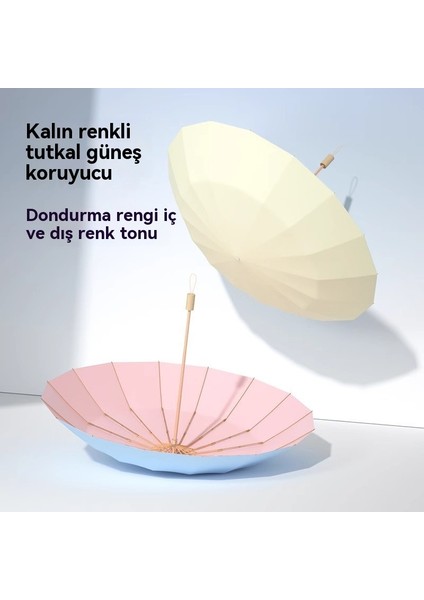 16 Kemik Retro Renkli Tutkal Alüminyum Alaşımlı Yağmur Çift Kullanımlı Şemsiye Güneş Koruyucu Gölge Artırmak Ultra Hafif Şemsiye (Yurt Dışından) fiyatları