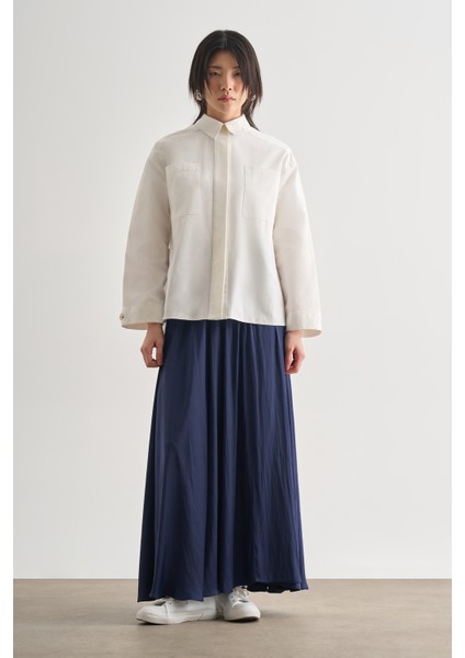 Premium Saf Pamuk Oversize Ekru Ceket Gömlek