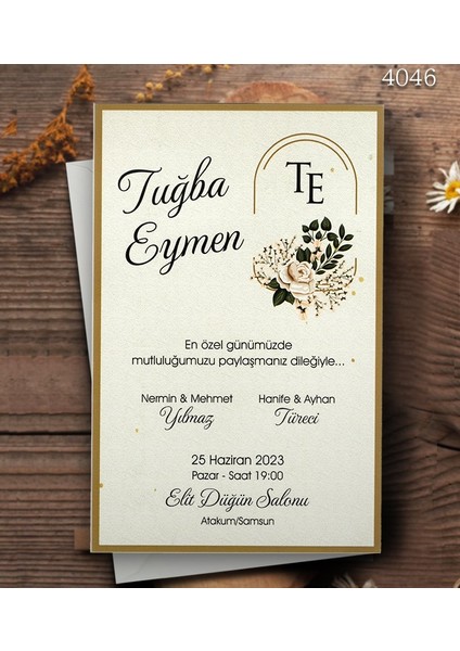 4046 EKOLİFE DÜĞÜN VE NİŞAN DAVETİYESİ 500 ADET AL 200 ADET BİZDEN