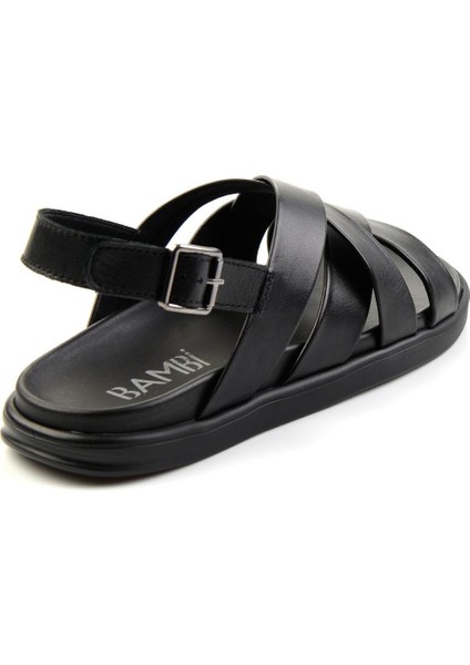 Siyah Leather Erkek Sandalet E05863955543 modelleri