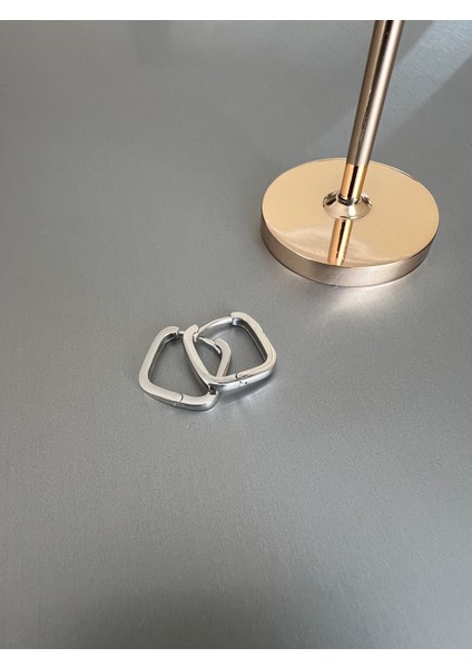 Kare Gümüş Halka Küpe modelleri