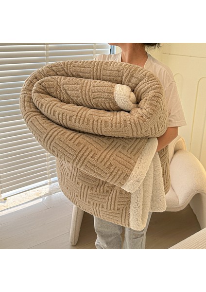 1 Parça Yumuşak Kadife Jacquad Battaniye 100*150CM Haki (Yurt Dışından)