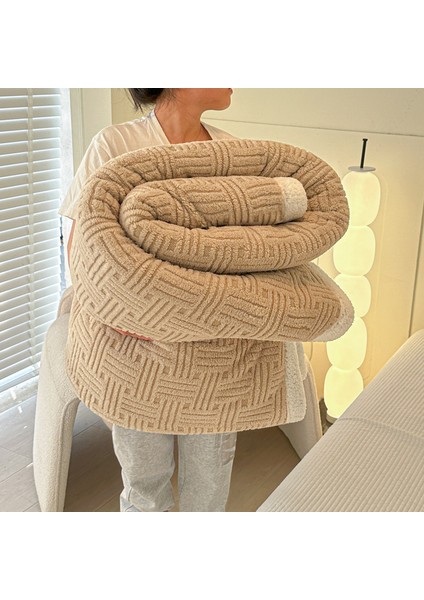 1 Parça Yumuşak Kadife Jacquad Battaniye 100*150CM Haki (Yurt Dışından)