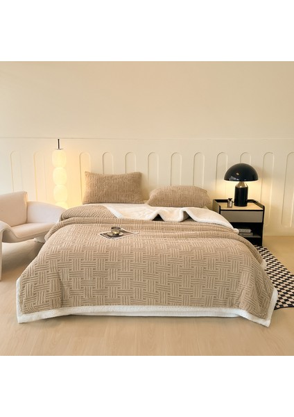 1 Parça Yumuşak Kadife Jacquad Battaniye 100*150CM Haki (Yurt Dışından)