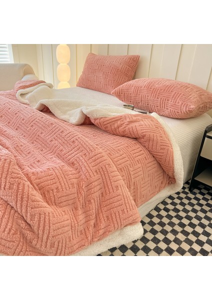 1 Parça Yumuşak Kadife Jacquad Battaniye 150*200CM Pembe (Yurt Dışından) fırsatları