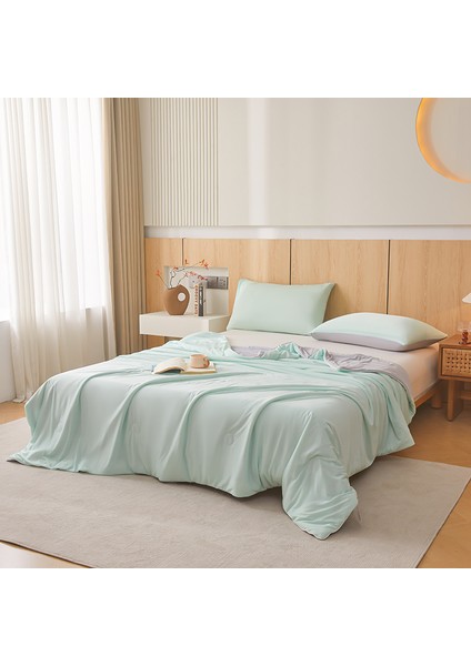 Serinletici Yaz Yorganı 1 Adet Yumuşak Nefes Alabilen Hafif 110*150CM Açık Yeşil+Açık Gri (Yurt Dışından)