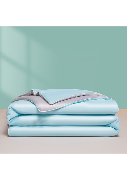 Serinletici Yaz Yorganı 1 Adet Yumuşak Nefes Alabilen Açık 150*200CM Açık Mavi+Açık Gri (Yurt Dışından)