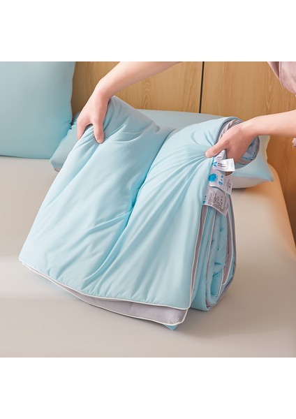 Serinletici Yaz Yorganı 1 Adet Yumuşak Nefes Alabilen Açık 150*200CM Açık Mavi+Açık Gri (Yurt Dışından)