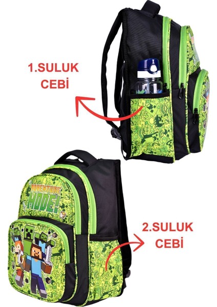 Yeşil Baskılı, Su Geçirmez, Ortopedik Sırt Özellikli, Ilkokul Çantası + Beslenme Çantası fiyatları