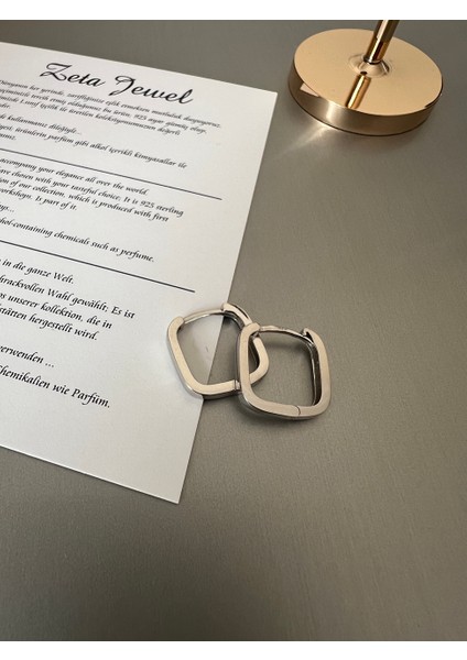 Kare Gümüş Halka Küpe