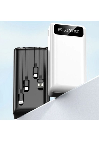 Ensiga LCD Göstergeli Dahili Kablolu 30.000 Mah Fenerli Telefon Tutuculu Powerbank Beyaz fiyatları