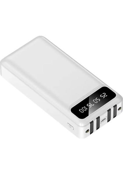 Ensiga LCD Göstergeli Dahili Kablolu 30.000 Mah Fenerli Telefon Tutuculu Powerbank Beyaz modelleri