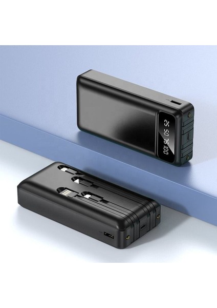 Ensiga LCD Göstergeli Dahili Kablolu 30.000 Mah Fenerli Telefon Tutuculu Powerbank Beyaz fırsatları