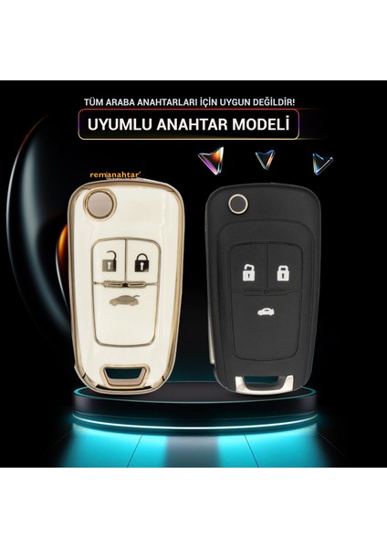 Astra J Insignia 3 Buton Sustalı Nano Anahtar Kılıfı Beyaz