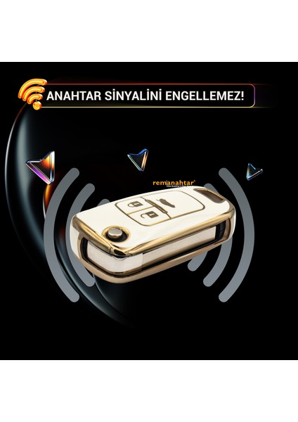 Astra J Insignia 3 Buton Sustalı Nano Anahtar Kılıfı Beyaz