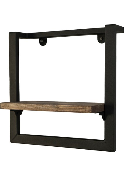 Çelik Duvar Rafı – Masif Ahşap & Siyah Çelik - Raflık 35 cm - Masif Ahşap - Ceviz fiyatları