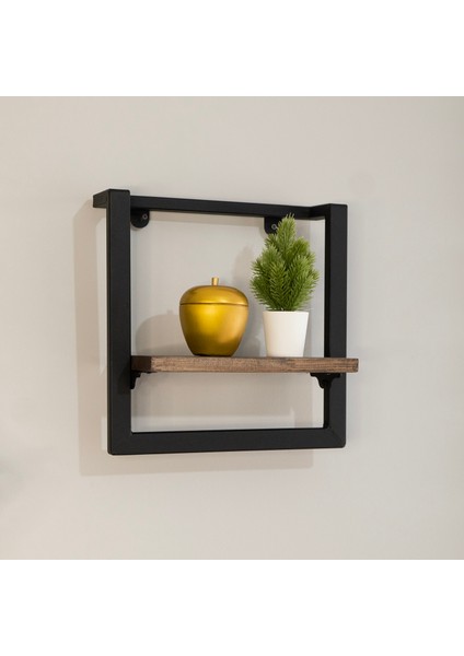 Çelik Duvar Rafı – Masif Ahşap & Siyah Çelik - Raflık 35 cm - Masif Ahşap - Ceviz modelleri