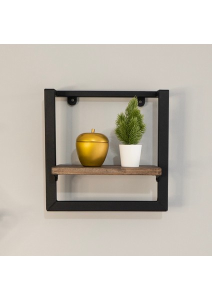 Çelik Duvar Rafı – Masif Ahşap & Siyah Çelik - Raflık 35 cm - Masif Ahşap - Ceviz fırsatları
