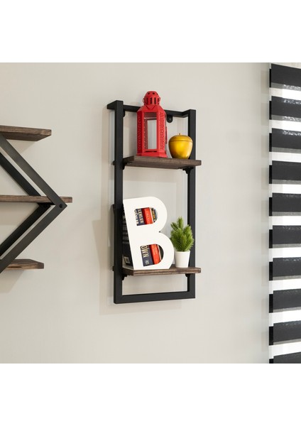 Çelik Duvar Rafı – 65 cm | 2 Masif Ahşap Raf & Siyah Çelik - Raflık 65 cm - Masif Ahşap - Ceviz fırsatları