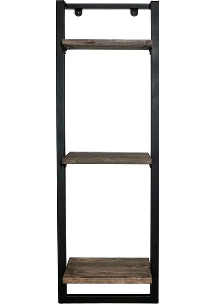 Çelik Duvar Rafı – 95 cm | 3 Masif Ahşap Raf & Siyah Çelik - Raflık 95 cm - Masif Ahşap - Ceviz fiyatları