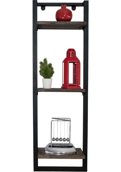 Çelik Duvar Rafı – 95 cm | 3 Masif Ahşap Raf & Siyah Çelik - Raflık 95 cm - Masif Ahşap - Ceviz modelleri