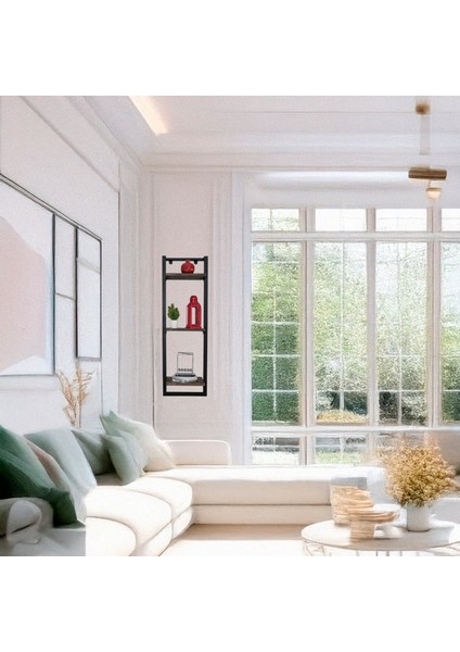 Çelik Duvar Rafı – 95 cm | 3 Masif Ahşap Raf & Siyah Çelik - Raflık 95 cm - Masif Ahşap - Ceviz fırsatları