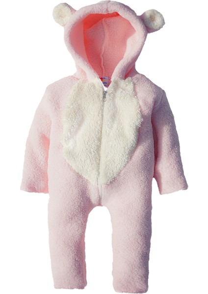 x Ipek Atlas Kız Erkek Bebek Çocuk Pembe Peluş Tulum