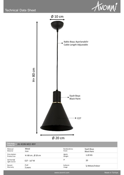 Avonni, 4106 Ailesi Beyaz Modern Avize