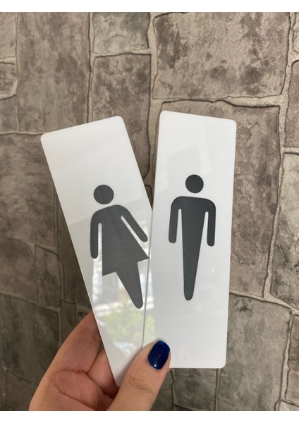 Beyaz Minimal Seri Kadın&erkek Wc Yönlendime Levha Seti
