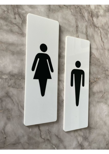 Beyaz Minimal Seri Kadın&erkek Wc Yönlendime Levha Seti
